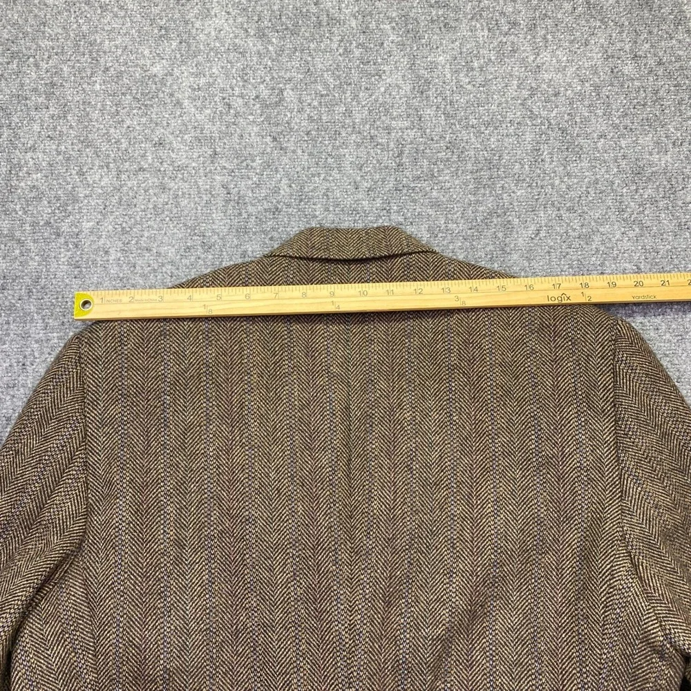 Cricketeer Mens 40S Brown Herringbone Lambs Wool Blend 2 Button Blazer Jacket